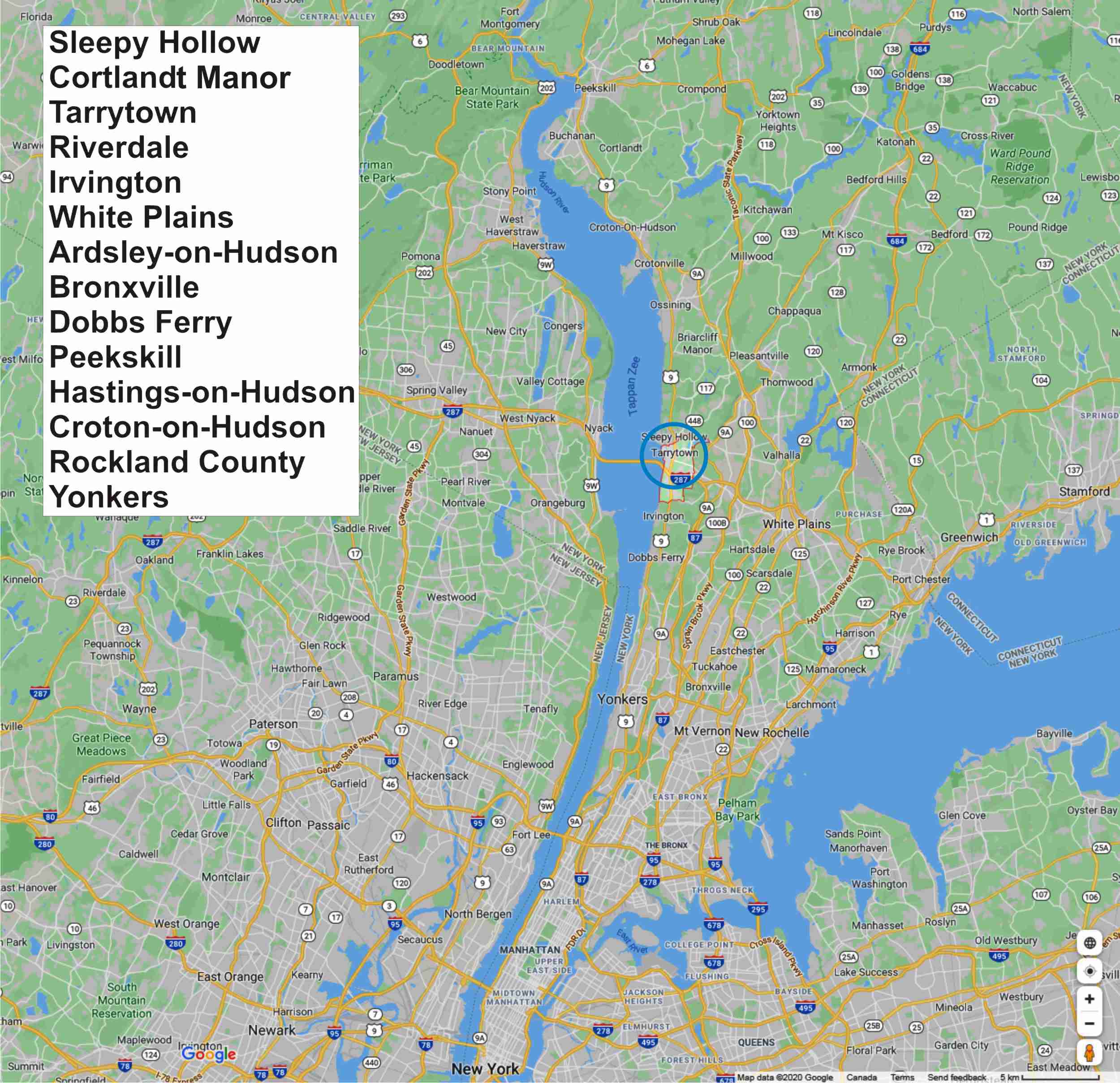 Tarrytown map - Office location click circle for exact location map